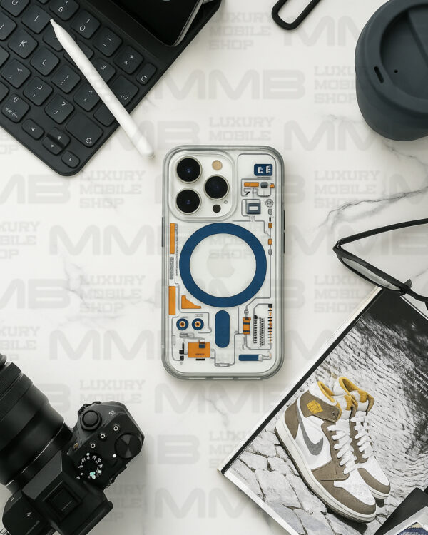 Futuristic Circuit MagSafe Case for iPhone 16 Pro Max – Transparent Tech Design