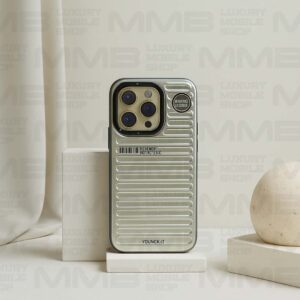 YOUNGKIT Silver Suitcase Style Case for iPhone 16 Pro Max – Travel Edition