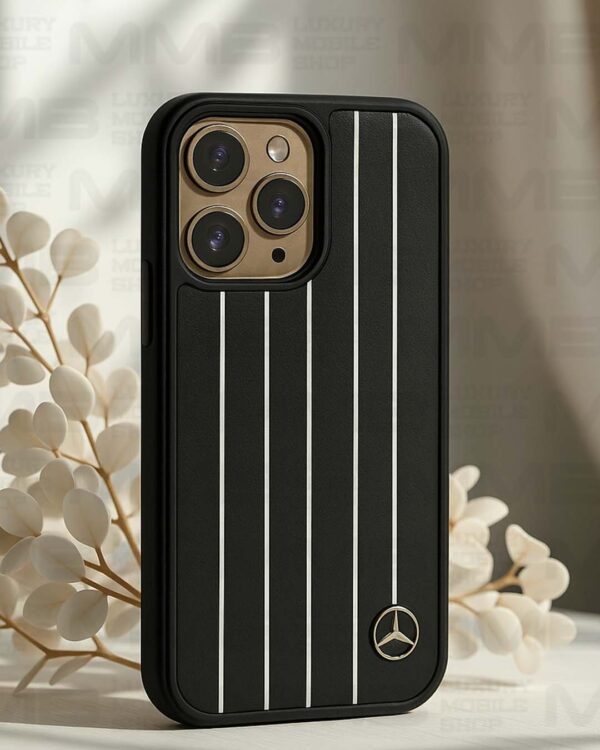 Mercedes Benz Premium Stripe Case for iPhone 16 Pro Max – Luxury Leather Finish | Shockproof Cover