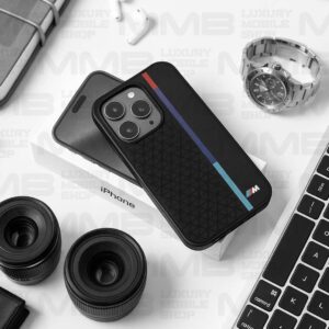 BMW Inspired iPhone 16 Pro Max Case – Sporty Design with Tri-Stripe Racing Accent