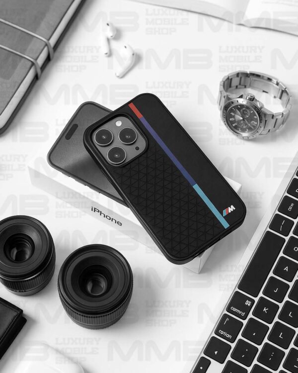 BMW Inspired iPhone 16 Pro Max Case – Sporty Design with Tri-Stripe Racing Accent