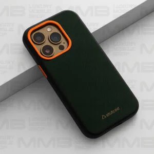 Premium Dark Green iPhone 16 Pro Max Case with Orange Frame – Shockproof & Stylish