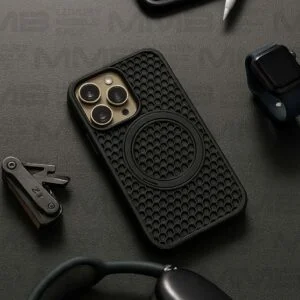 MMB1177 - Geometric Mesh-Textured iPhone 16 Pro Max Case – MagSafe Compatible (Black)
